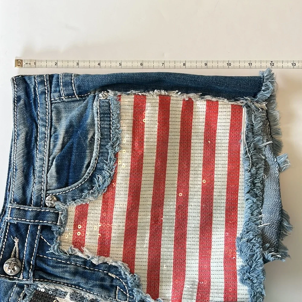 EUC Sequined Miss Me Jean Fringed Shorts - Picture 6 of 6